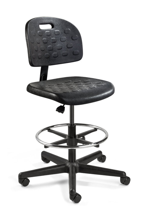 V7307HC Value Line Polyurethane Chair with Hard Floor Casters and Footring (Black)