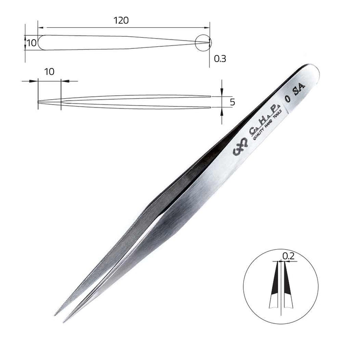 Hakko CHP 0-SA Fine Point Tweezers (Qty of 12)