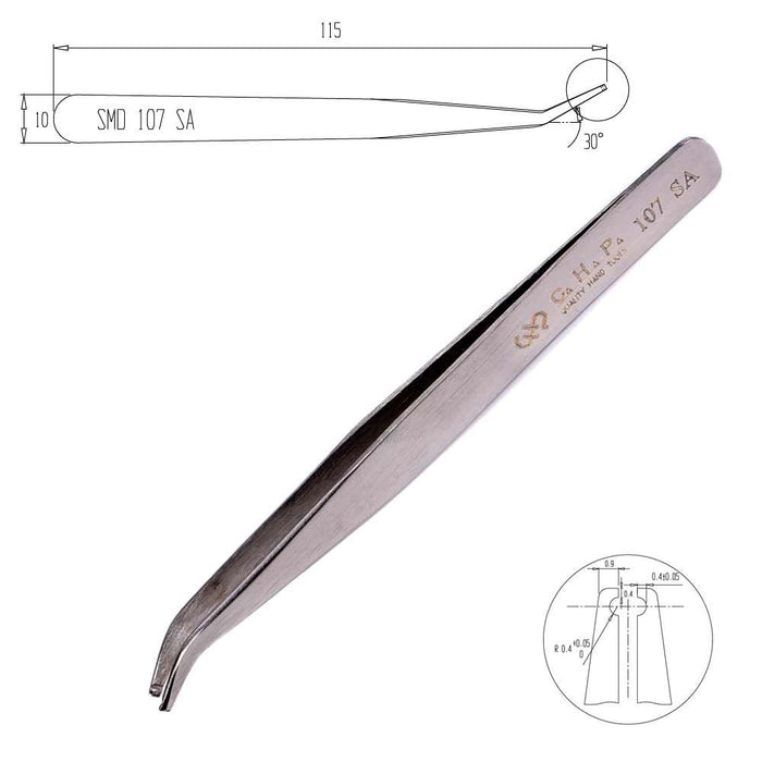 Hakko CHP 107-SA Flat Tip Tweezers (Qty of 12)