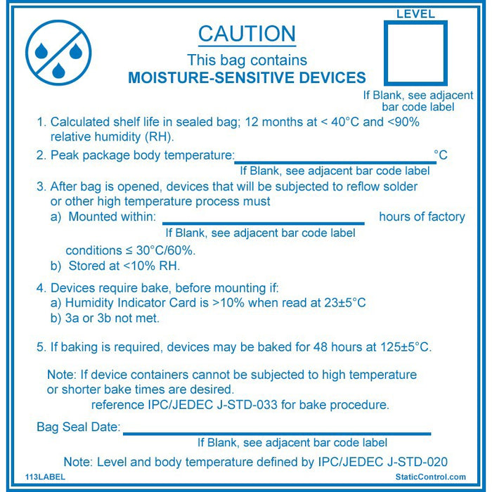 SCS 113LABEL Dry Packaging Labels, 4" x 4" 100/roll