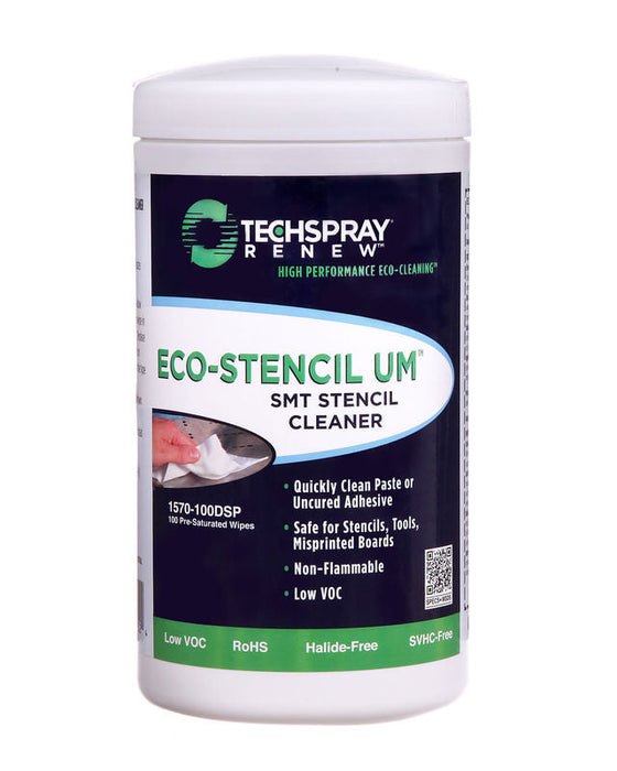 Techspray 1570-100DSP Eco-Stencil UM Wipes | 100 ct (Qty of 6)