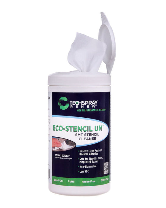 Techspray 1570-100DSP Eco-Stencil UM Wipes | 100 ct (Qty of 6)