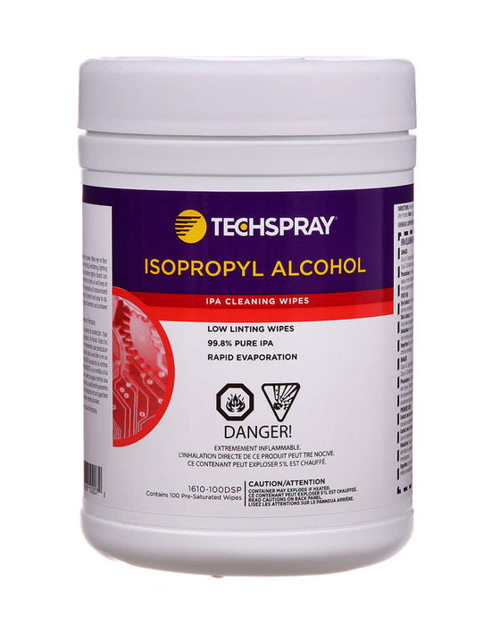 Techspray 1610-100DSP Isopropyl Alcohol Wipes - Pop-up Tub | 100 ct (Qty of 6)