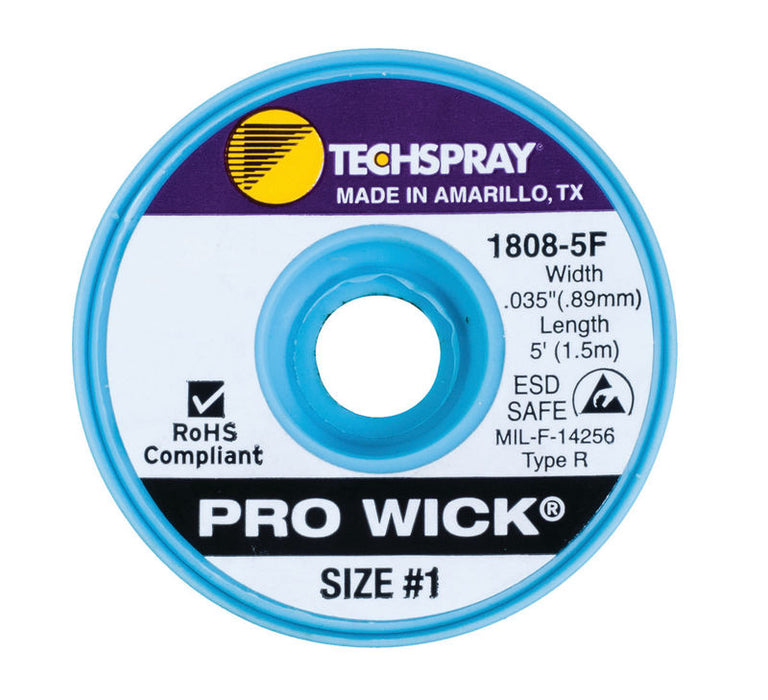 Techspray 1808-5F Pro Wick White #1 Braid - AS | 5' (Qty of 25)