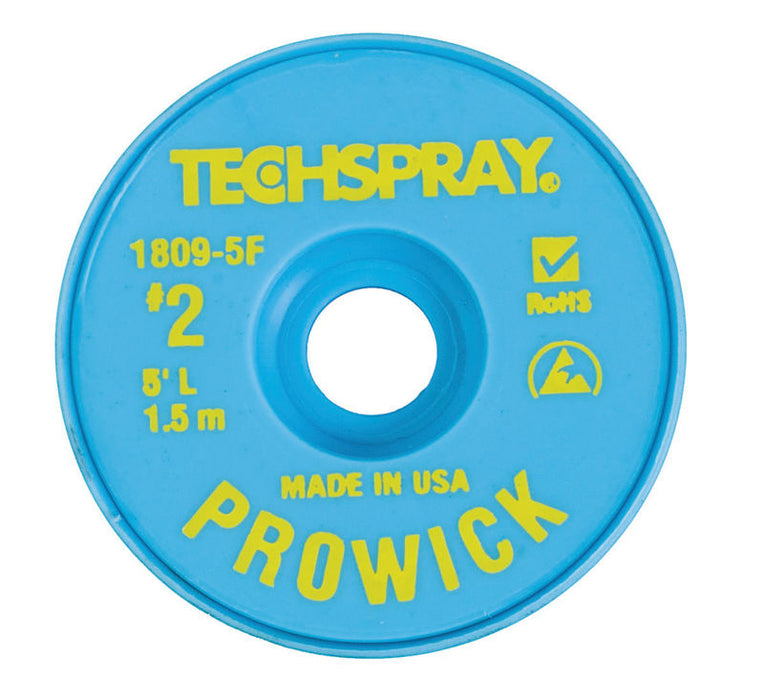 Techspray 1809-5F Pro Wick Yellow #2 Braid - AS | 5' (Qty of 25)