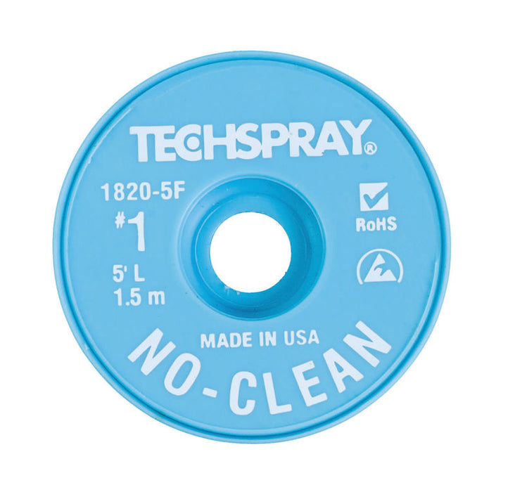 Techspray 1820-5F No-Clean White #1 Braid - AS | 5' (Qty of 25)