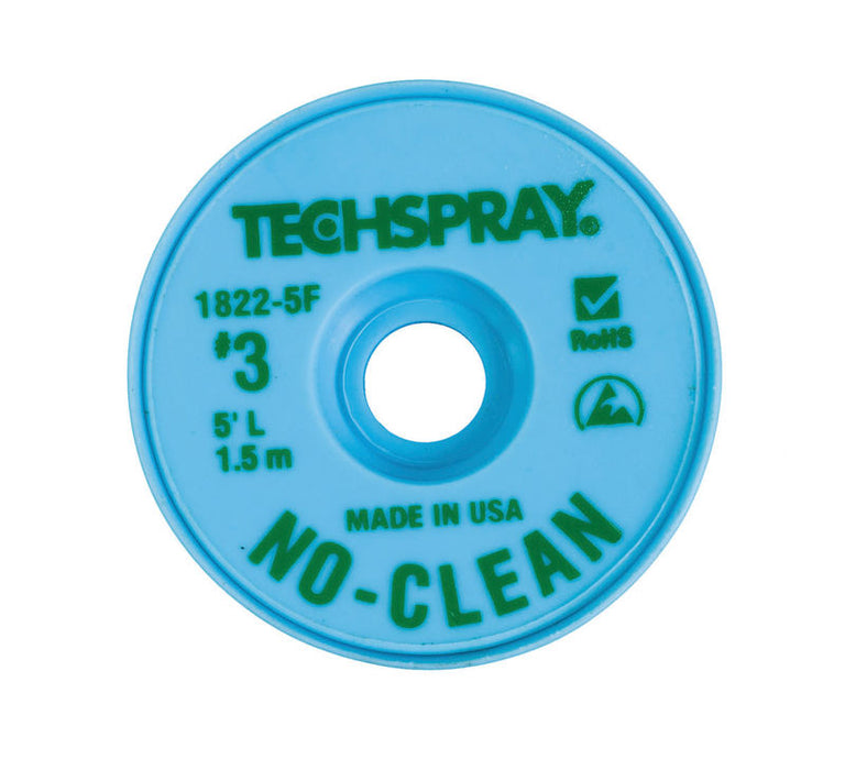 Techspray 1822-5F No-Clean Green #3 Braid - AS | 5' (Qty of 25)