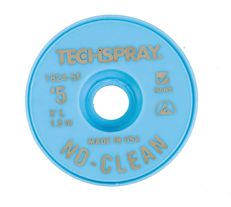 Techspray 1824-5F No-Clean Brown #5 Braid - AS | 5' (Qty of 25)