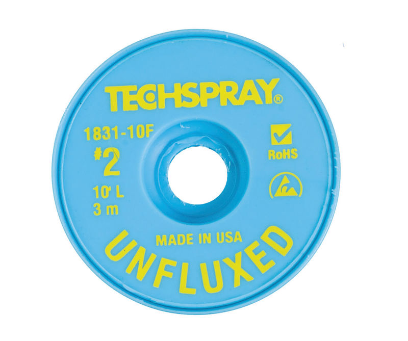 Techspray 1831-10F Unfluxed Yellow #2 Braid - AS | 10' (Qty of 25)