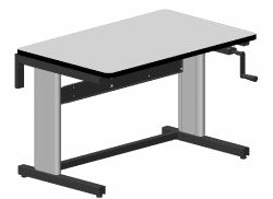 Production Basics 2120 Easy-Lift Series ESD-Safe Hand Crank Adjustable Workstation w/ Dual Legs, 36"D x 60"W