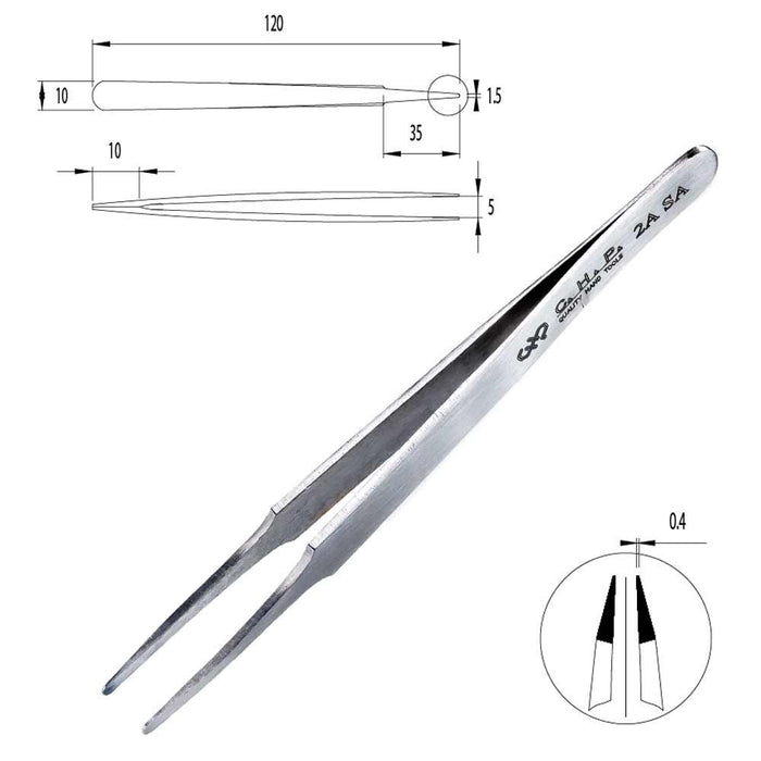 Hakko CHP 2A-SA Flat Rounded Tweezers (Qty of 12)