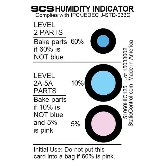 SCS 51060HIC125 3-Spot Humidity Cards, 125/Can