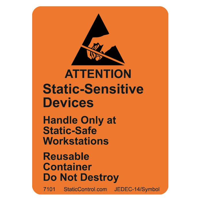 SCS 7101 ESD Caution Label Reusable 1.8" x 2.5" 500/roll