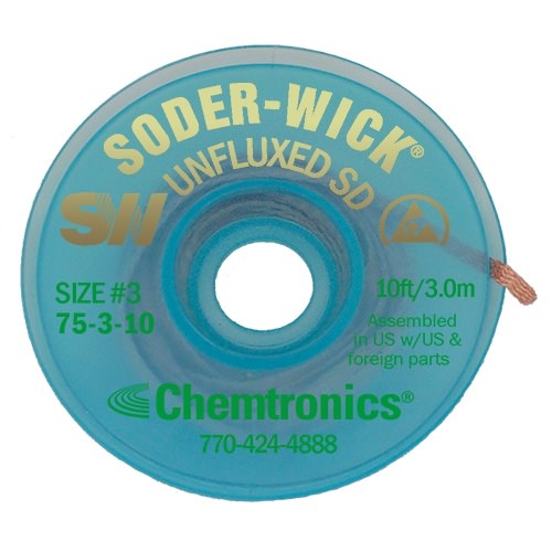 Chemtronics 75-3-10 Soder-Wick Unfluxed SD (Qty of 25)