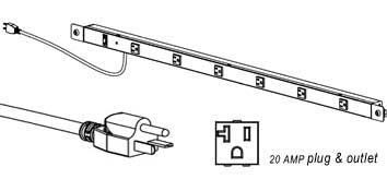 Production Basics 8327 20 AMP Power Rail for Workstations, 72"W