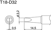 Hakko T18-D32 T18 Series Soldering Tip (Pack of 10 Tips)