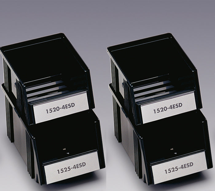 Treston Set of 4 ESD stacking bins, black (2) 1525-4ESD (9.84"x5.87"x5.12") (2) 1520-4ESD (7.56"x5.87"x4.13")