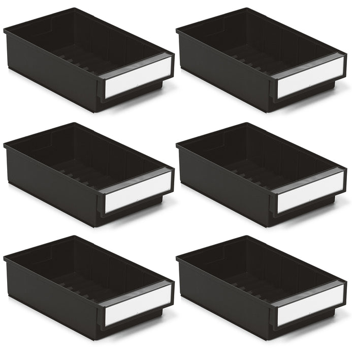 Treston Set of 6 ESD Shelf bins, black (11.81” x 7.32” x 3.23”)