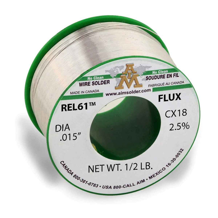 AIM REL61™ CX18 2.5% Lead Free No Clean Core Wire Solder .015" Diameter (24 rolls)