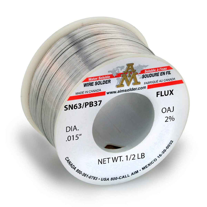 AIM SN63/PB37 OAJ 2% Water Soluble Core Wire Solder .015" Diameter (24 rolls)