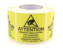 Botron B6725 MIL Standard Self Adhesive Labels, Yellow, 5/8" x 2", Roll of 500