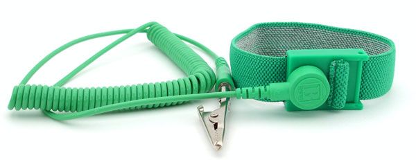 Botron B9008G Adjustable Green Elastic Wrist Strap with 1/8" Snap & 6&#039; Coil Cord