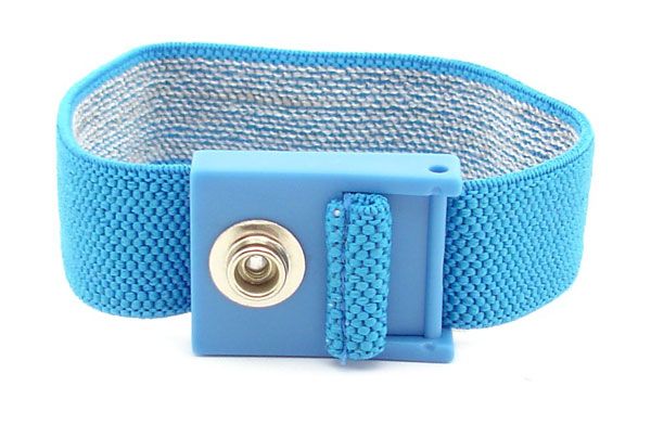 Botron B9034 Adjustable Blue Elastic Wrist Strap with 1/4" Snap