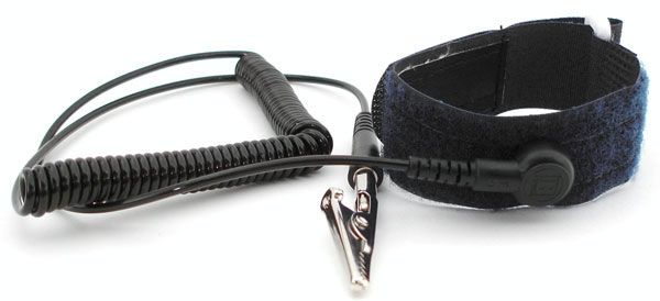 Botron B9228 Adjustable Black Hook & Loop Wrist Strap with 1/8" Snap & 12&#039; Coil Cord