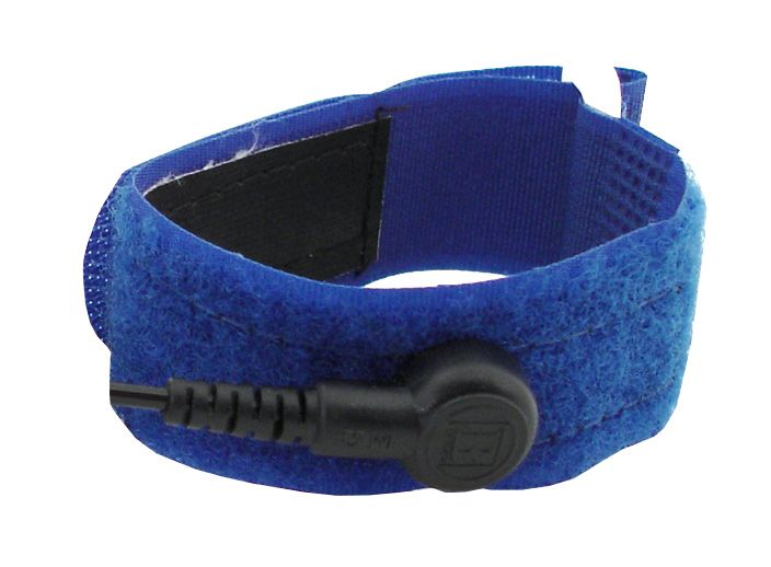 Botron B9254 Adjustable Blue Hook & Loop Wrist Strap with 1/4" Snap