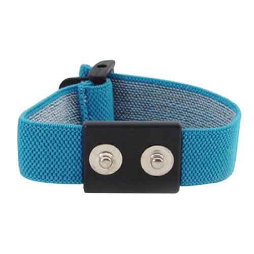 Botron B9357 Adjustable Blue Elastic Dual Wire Wrist Strap with 1/8" Snaps
