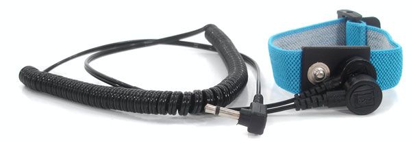 Botron B9358 Adjustable Blue Elastic Dual Wire Wrist Strap with 1/8" Snaps & 6&#039; Coil Cord