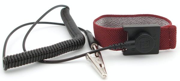 Botron B96128 Adjustable Burgundy Elastic Wrist Strap with 1/8" Snap, Constant Contact Hinge & 12&#039; Coil Cord