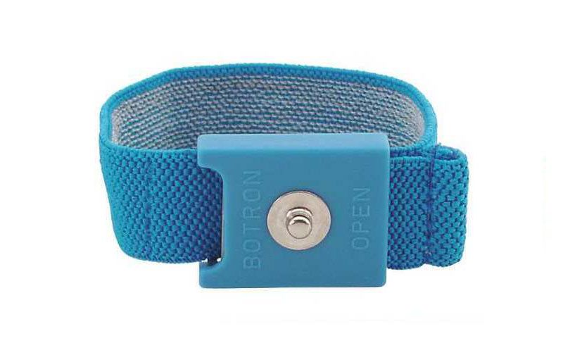 Botron B9638 Adjustable Blue Elastic Wrist Strap with 1/8" Snap & Constant Contact Hinge