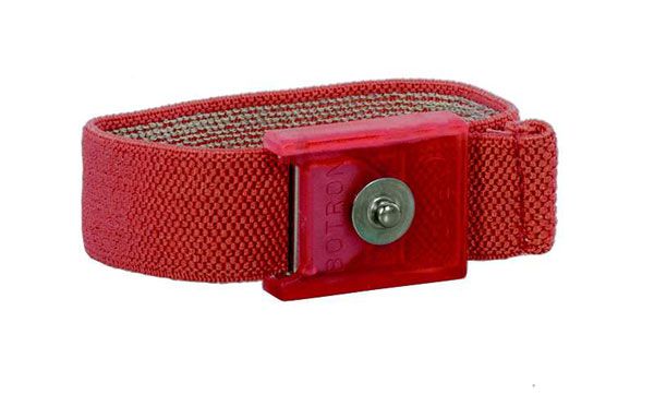 Botron B9938 GEM Adjustable Ruby Elastic Wrist Strap with 1/8" Snap