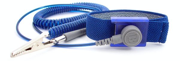 Botron B9978 GEM Adjustable Sapphire Elastic Wrist Strap with 1/8" Snap & 6&#039; Coil Cord