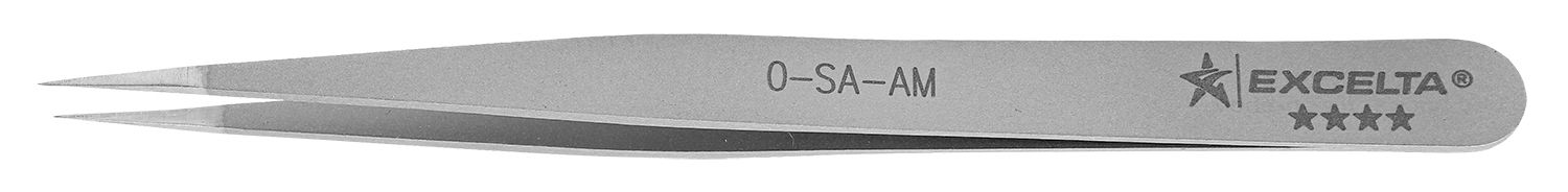 Excelta 0-SA-AM Antimicrobial Neverust® Stainless Steel Tweezer with Straight, Strong, Pointed Tips