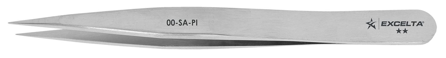 Excelta 00-SA-PI Italian-Made Anti-Magnetic Stainless Steel Tweezer with Straight, Strong, Medium Point Tips, 4.5" OAL