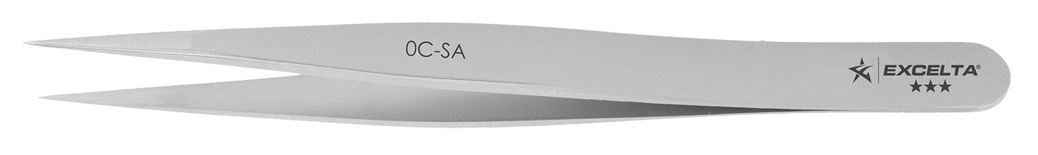 Excelta 0C-SA Neverust® Stainless Steel Tweezer with Straight, Miniature, Fine, Pointed Tips