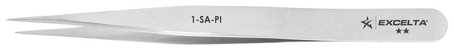 Excelta 1-SA-PI Italian-Made Anti-Magnetic Stainless Steel Tweezer with Straight, Very Fine Point Tips, 4.5" OAL