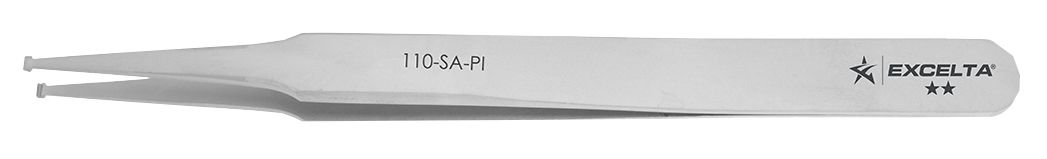 Excelta 110-SA Stainless Steel SMD Tweezer with Straight, Small Paddle Tips with 0.020" Grooves