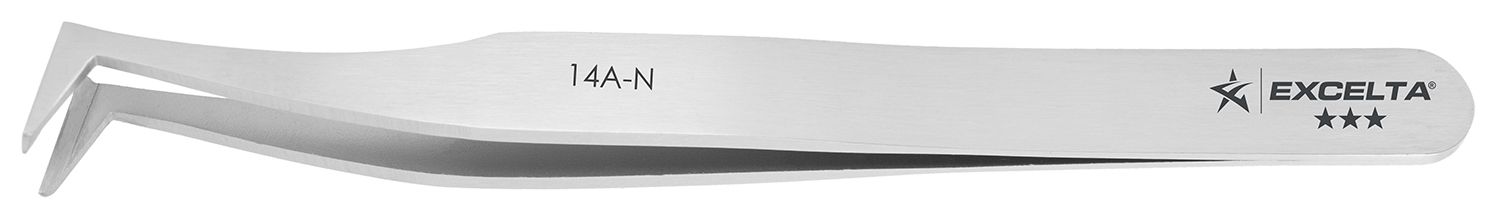 Excelta 14A-N Carbon Steel Cutting Tweezer with Miniature Head & 75° Angled Tips, for 36 AWG Soft Copper Wire