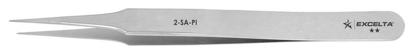 Excelta 2-SA-PI Italian-Made Anti-Magnetic Stainless Steel Tweezer with Straight, Tapered, Fine Precision Point Tips, 4.75" OAL