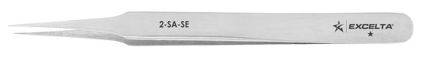 Excelta 2-SA-SE Economy Stainless Steel Tweezer with Straight, Tapered, Fine Precision Point Tips, 4.75" OAL