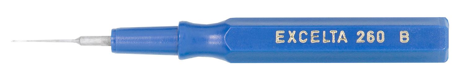 Excelta 260B Mini-Spatula with Blue Plastic Handle & 0.015" Tip, 2.5" OAL