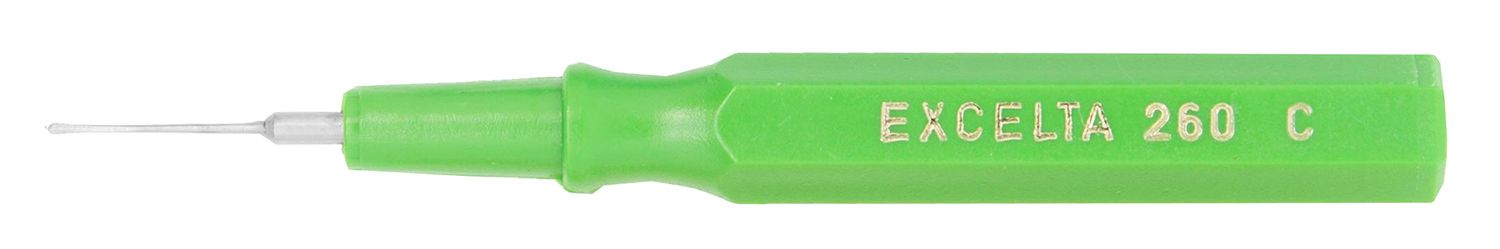 Excelta 260C Mini-Spatula with Green Plastic Handle & 0.020" Tip, 2.5" OAL