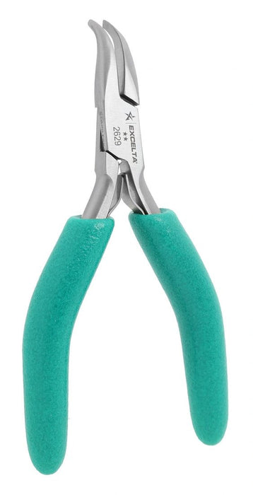 Excelta 2629 ESD-Safe Small 60° Bent Nose Stainless Steel Pliers with Smooth Jaw, 4.75" OAL