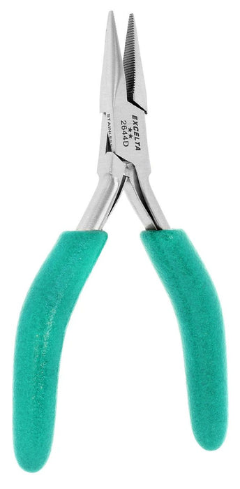 Excelta 2644D ESD-Safe Small Chain Nose Stainless Steel Pliers with Serrated Jaw & Standard Grips, 4.75" OAL