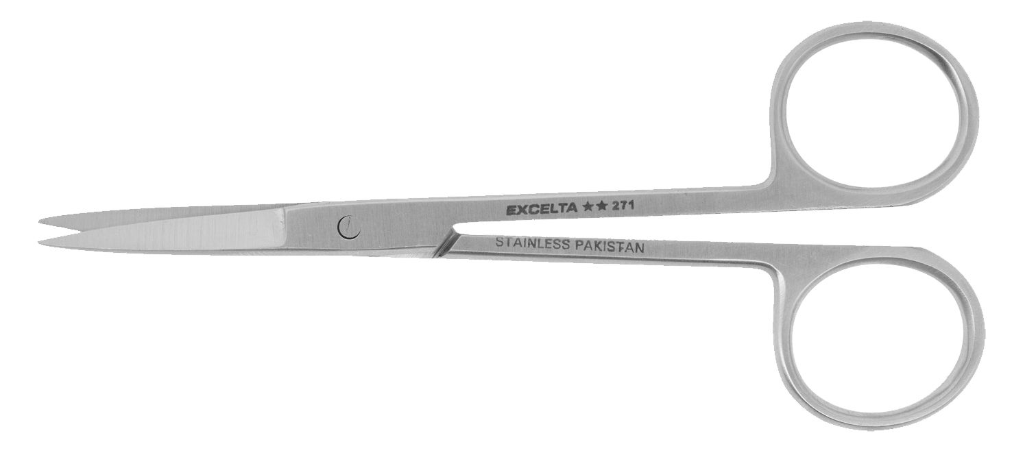 Excelta 271 Stainless Steel Scissors with Straight, Slim, Very Fine Blades & Extra-Long Handles, 4.75" OAL