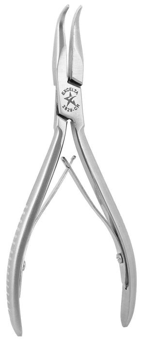 Excelta 2829-CR Cleanroom-Safe Medium Bent Nose Stainless Steel Pliers with 60° Angled Jaw & Dual Leaf Springs Handles, 5.75" OAL