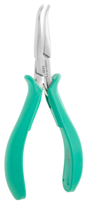 Excelta 2829 ESD-Safe Medium 60° Bent Nose Stainless Steel Pliers with Smooth Jaw & Molded Grips, 5.75" OAL